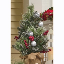 Snow and Glitter Evergreen Tree, , large