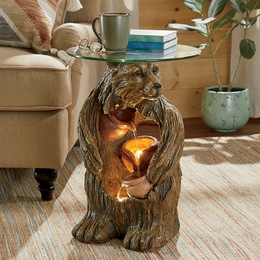 Lighted Bear Fountain Table, , large