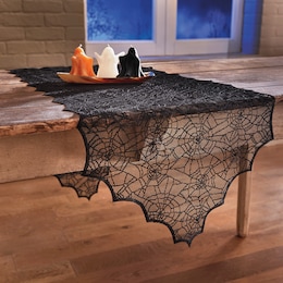 Sheer Spider Web Halloween Table Runner, , large