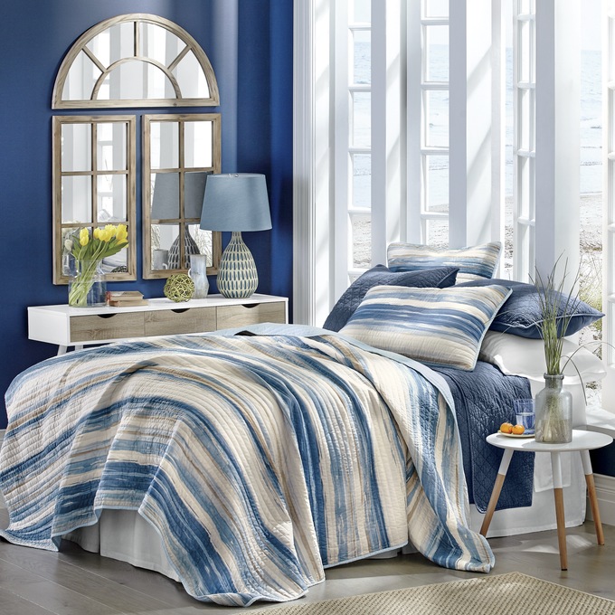 Marina Navy Oversized Quilt, , large