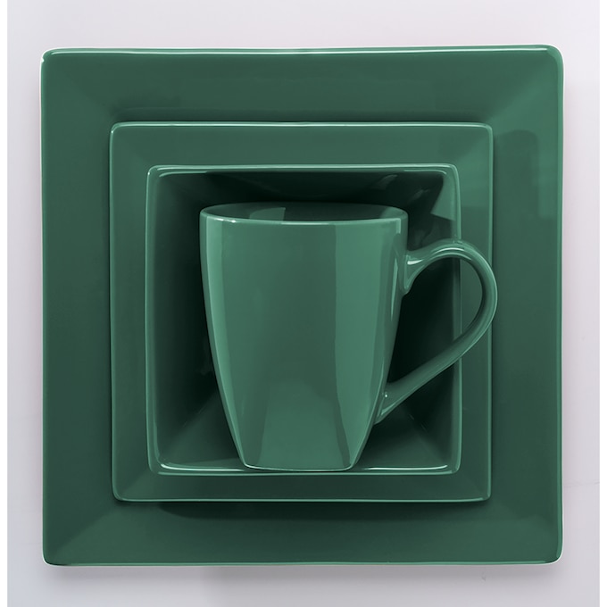 16-Piece Modern Square Dinnerware Set in Solid Colors, , large