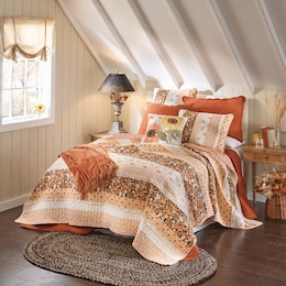 Virginia Fall Floral Ruffle Oversized Quilt and Sham, , large