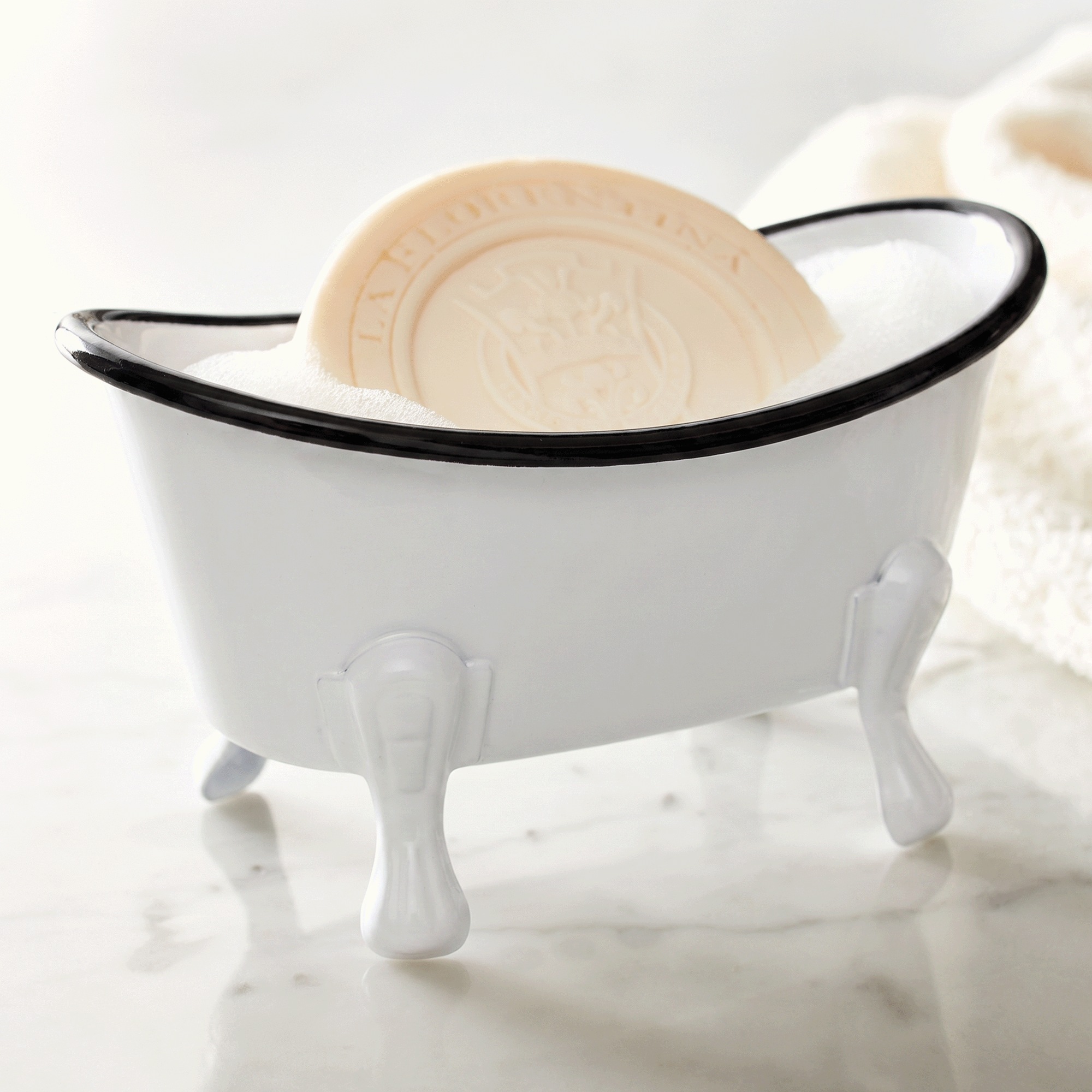 Bathtub Soap Dish, White Black, large