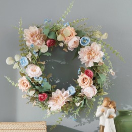 Dahlia Rose and Ranunculus Wreath, , large