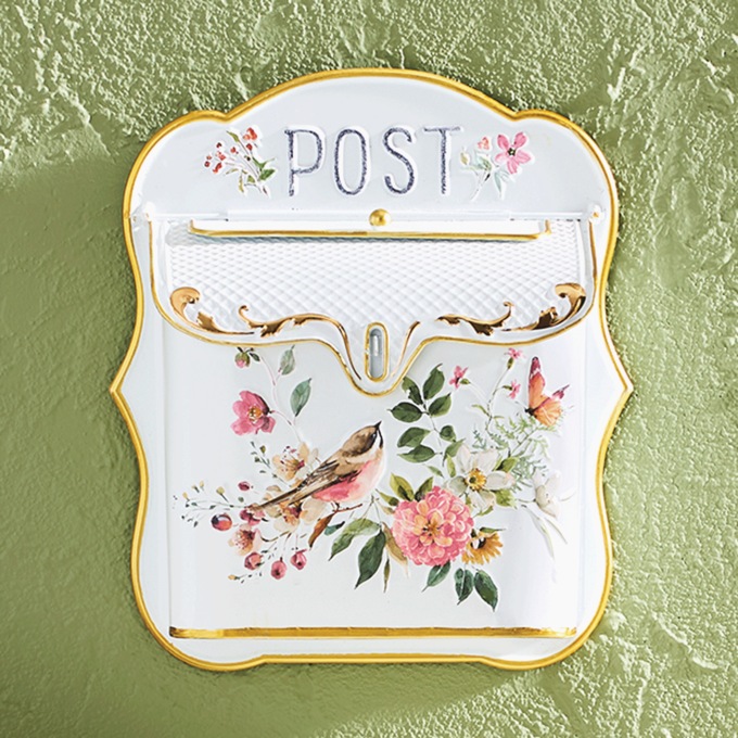 Floral Mailbox, White, large