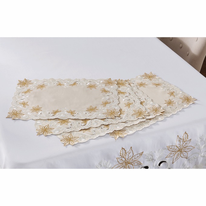 Set of 4 Embroidered Placemats, , large