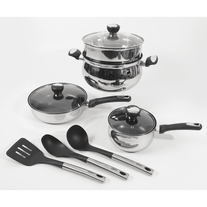 Oster Baldwyn 10-Piece Stainless Steel Cookware Set, , large