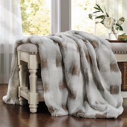 Jacquard Check Patterned Throw - 50" x 60", , large