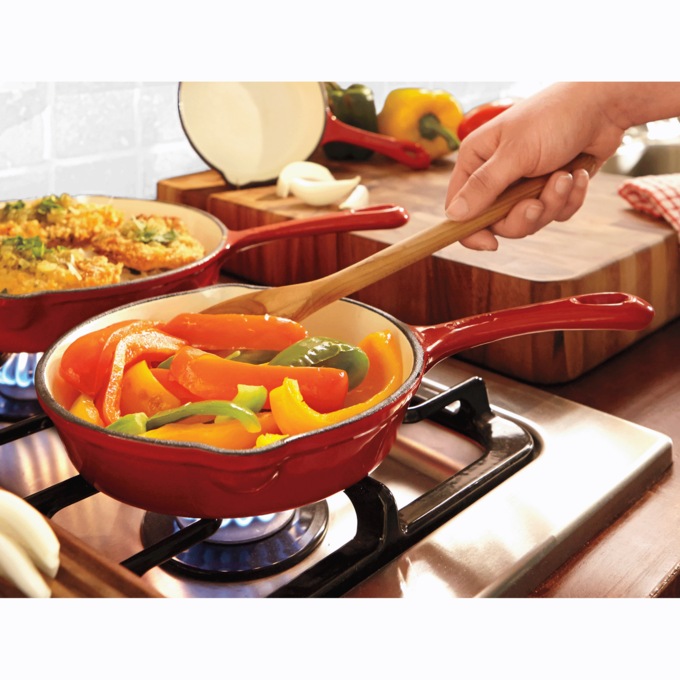 3-Piece Enameled Cast Iron Skillet Set, , large
