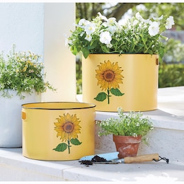 Set of 2 Sunflower Planters, , large
