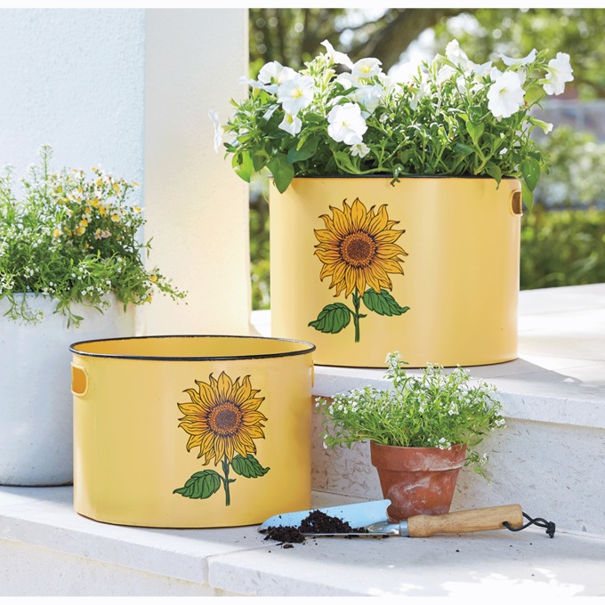 Set of 2 Sunflower Planters, , large