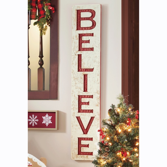 Carved Believe Sign, , large