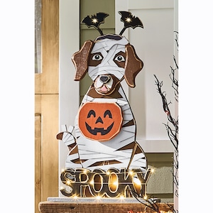 Chunky Wood Cutouts Lit Halloween Dogs, , large