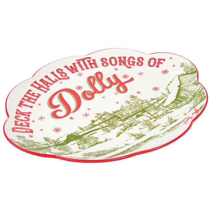 Dolly Parton Holiday Toile 12-Inch Oval Platter, , large