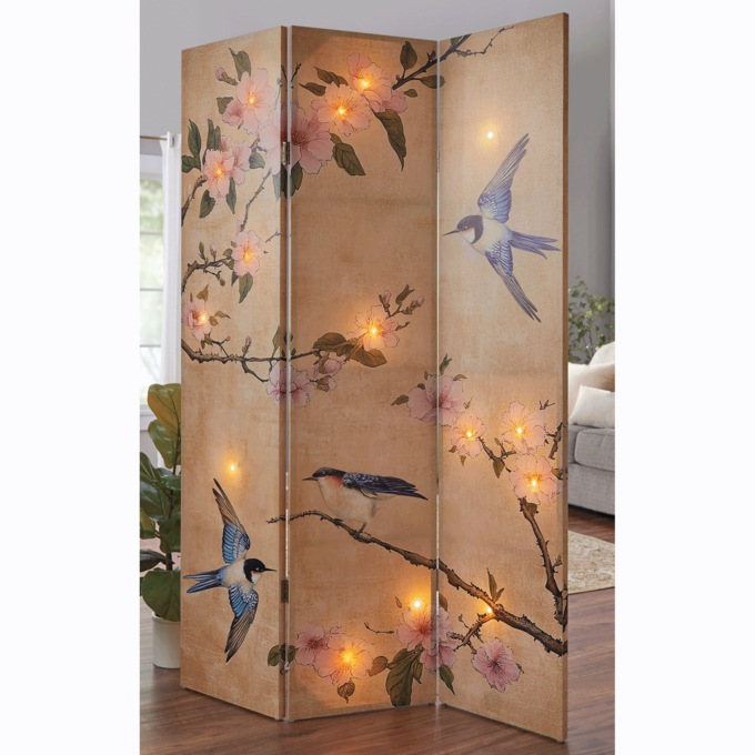 Lit Birds Room Screen, , large
