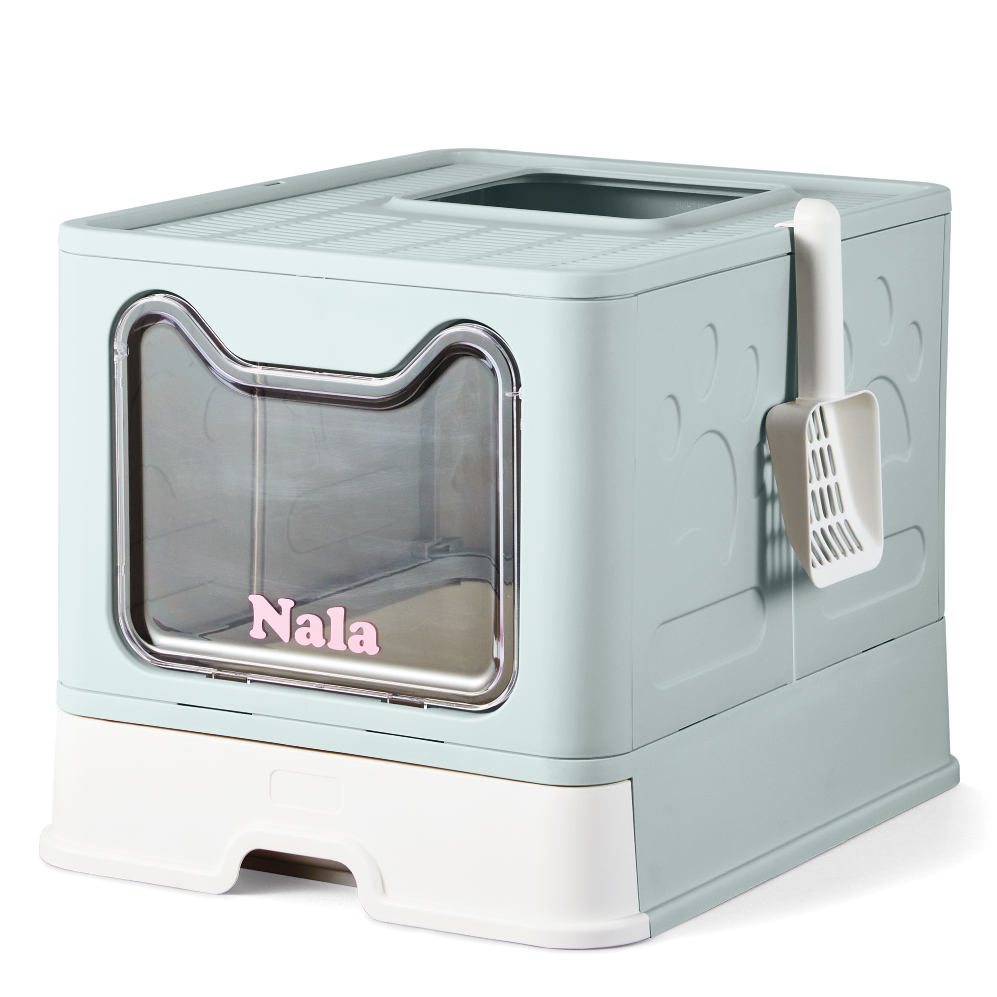 One-Way Litter Bin with Scoop, Blue, large