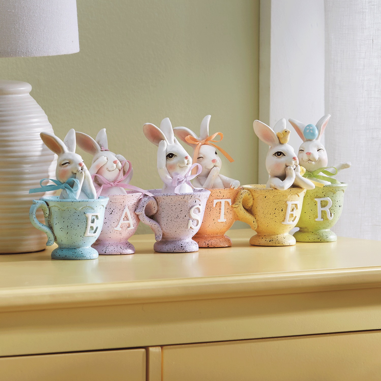 Easter Bunnies in Teacups Décor Country Door