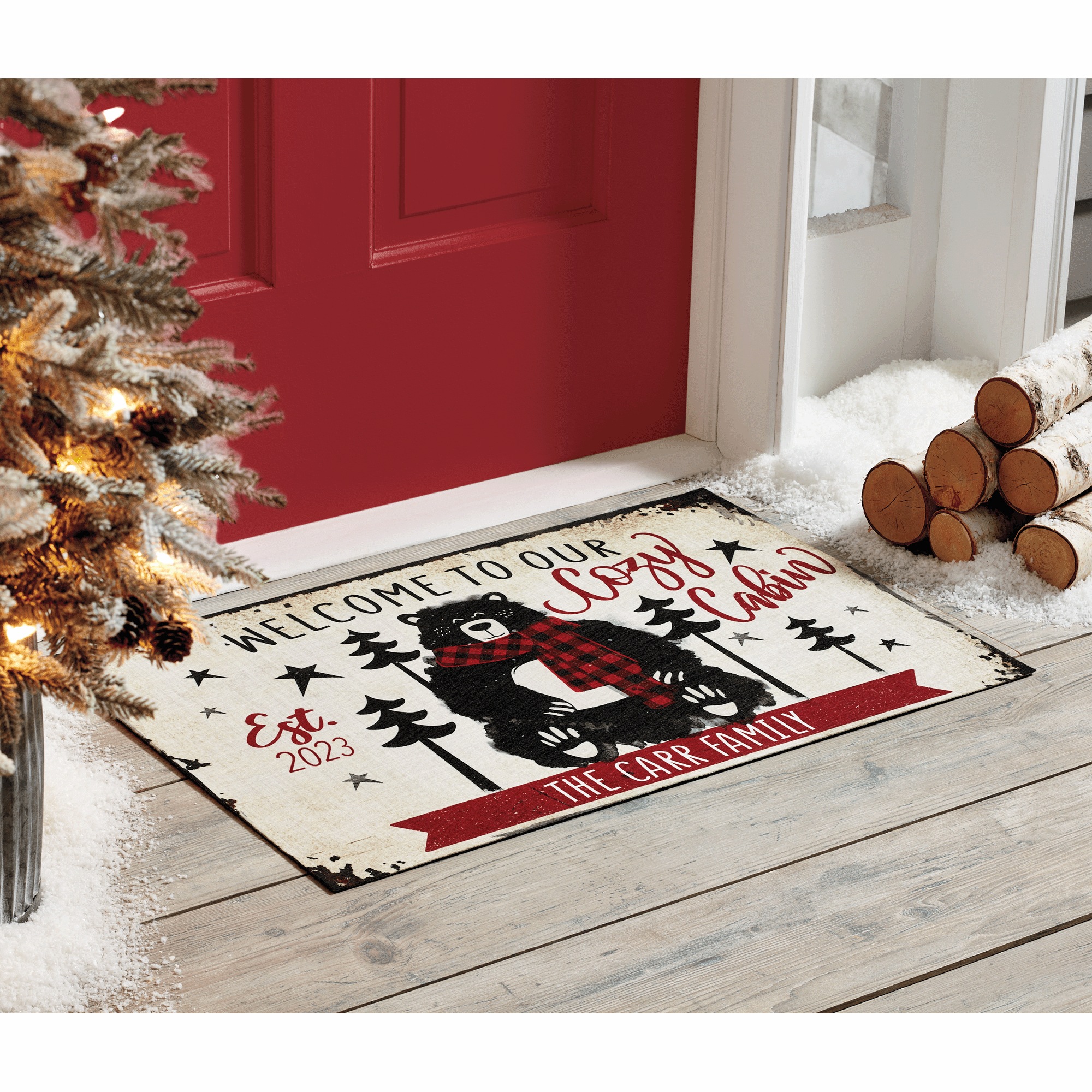 Personalized Indoor/Outdoor Cozy Cabin Mat 18” x 27