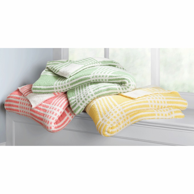 Reversible Knit Windowpane Blanket, Dusty Coral, large