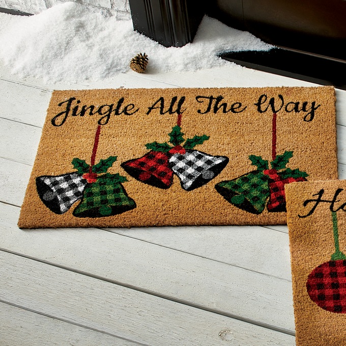 Holiday Plaid Coir Mat - 20" X 30", , large