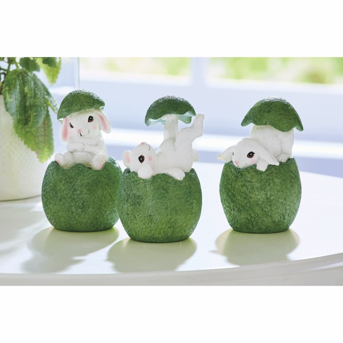 Set of 3 Bunnies in Mossy Eggs, , large