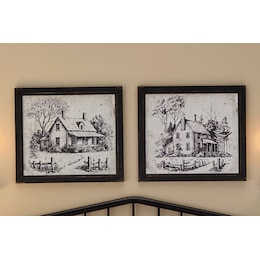 Set of 2 Vintage Houses Wall Art, , large