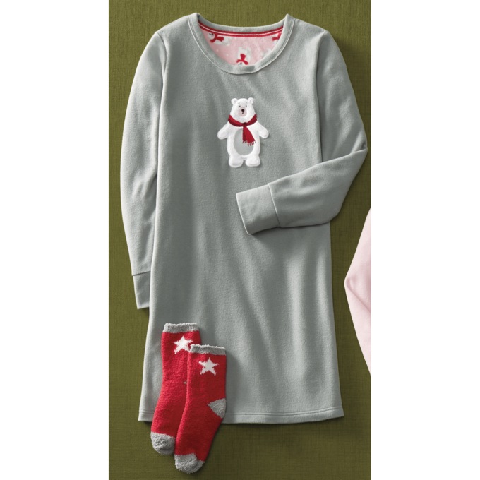 Holiday Friends Microfleece Nightshirt and Socks Set, , large