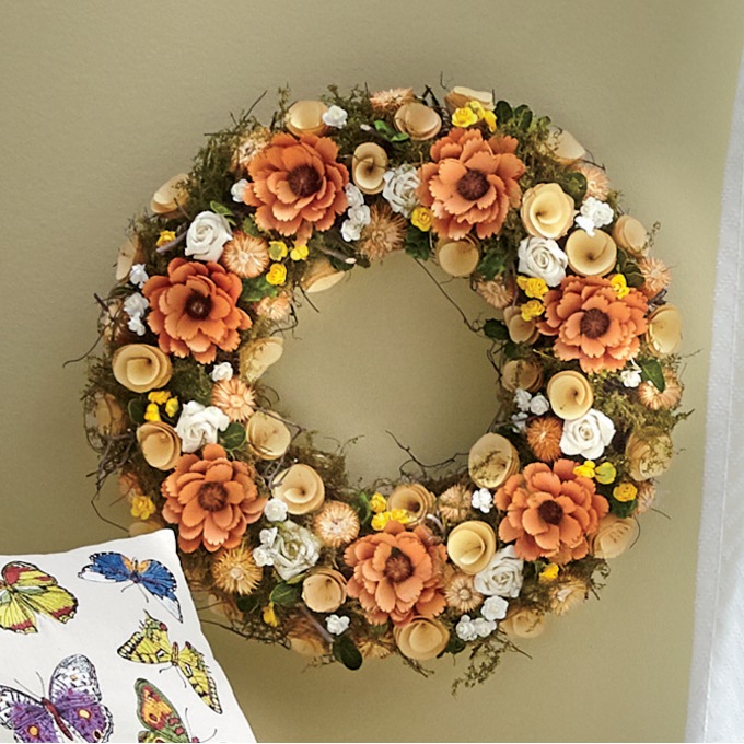 Orange Spring Wood Curl Fl Wreath Country Door Orange Spring Wood Curl Fl Wreath