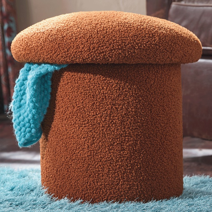 Mushroom Storage Ottoman, Burnt Orange, large