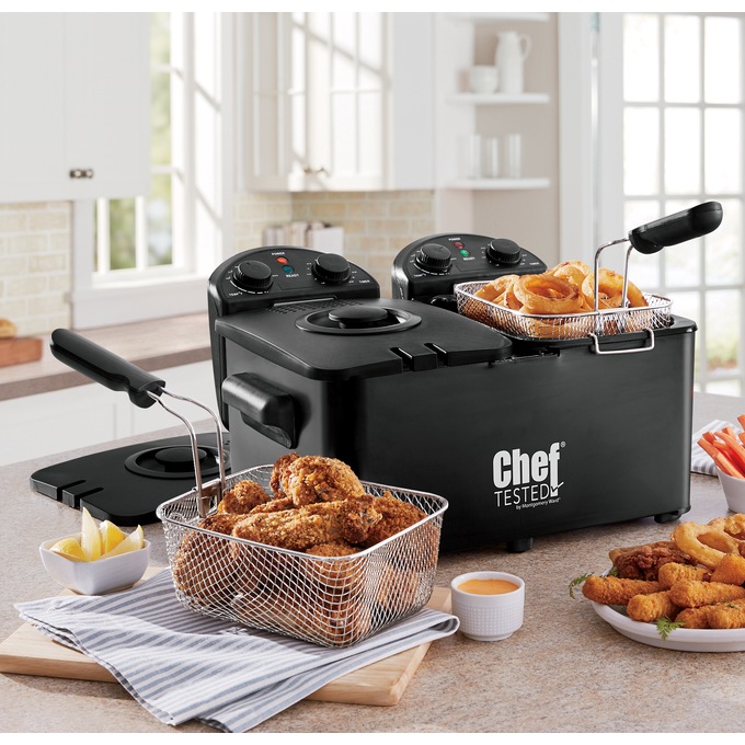 Chef Tested Double Tank Deep Fryer by Wards, Black, large