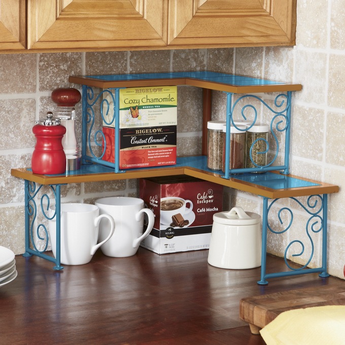 Colorblock 2 Tier Corner Shelf Country Door