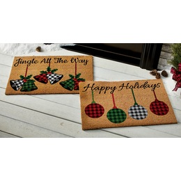 Holiday Plaid Coir Mat - 20&quot; X 30&quot;, , large