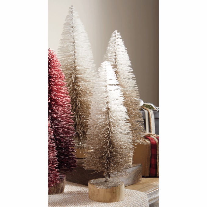 Set of 3 Ombre Bottlebrush Trees, Champagne, large