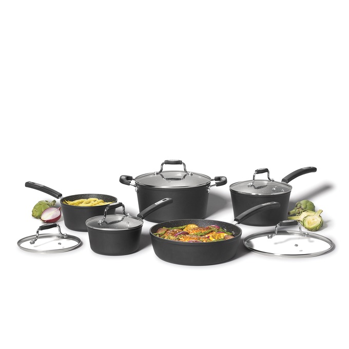 The Rock 10-pc. Forged Aluminum Cookware Set, Black, large