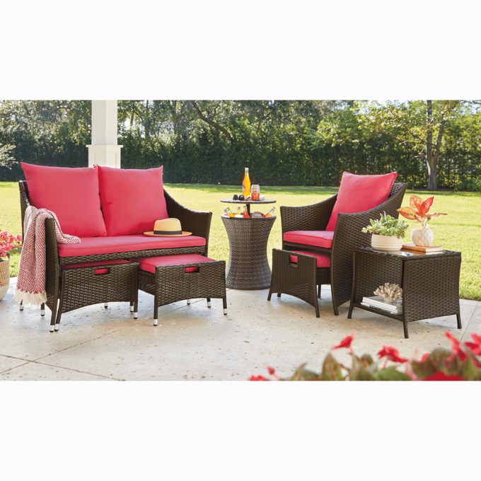 Wicker Table with Cooler, , large