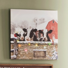 Lit Christmas Cows Wall Art, , large
