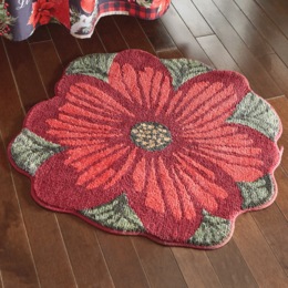 Poinsettia Bath Mat &ndash; 28&quot; x 28&quot;, , large