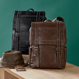 Faux-Leather Backpack, , large
