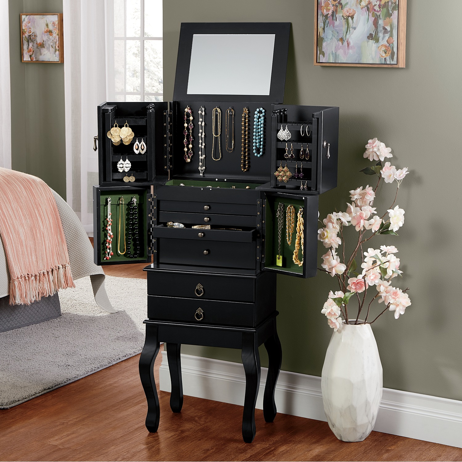 Farmhouse jewelry shop armoire