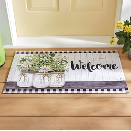 Farmhouse Daisies Indoor/Outdoor Welcome Mat - 18&quot; X 30&quot;, , large