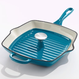 Enameled Cast Iron Grill Pan with Press, , large