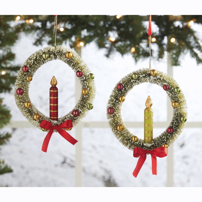 Set of 2 Wreath Ornaments, , large