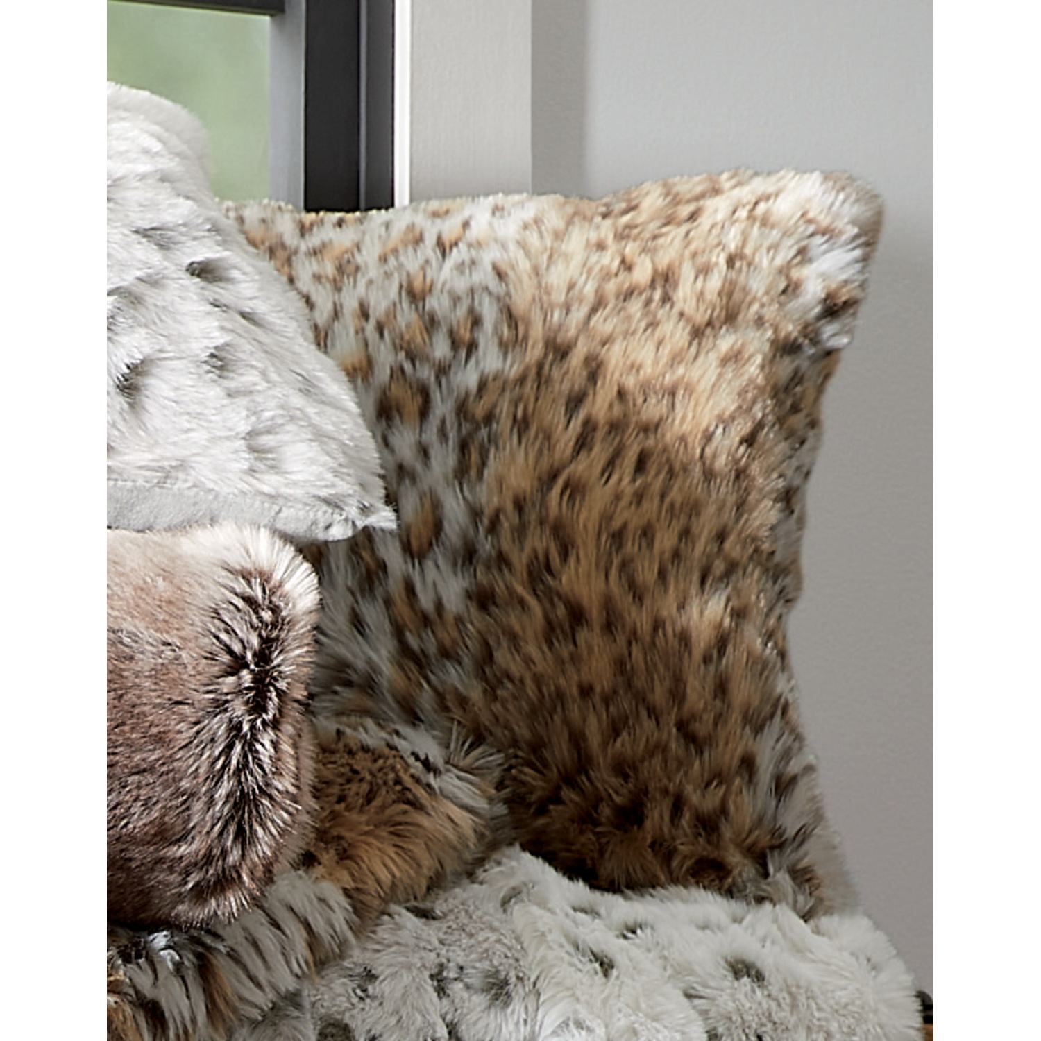 Large faux shop fur pillows