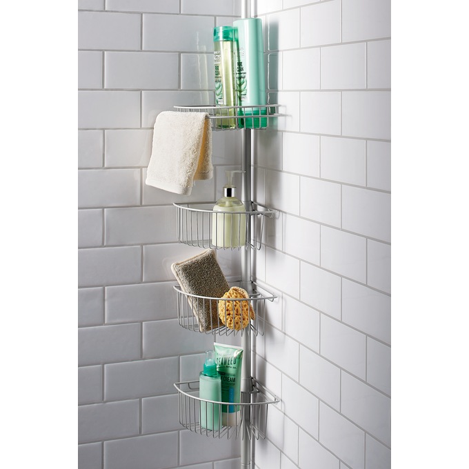 Shower Caddy Tension Pole Corner Shower Caddy Rustproof Stainless