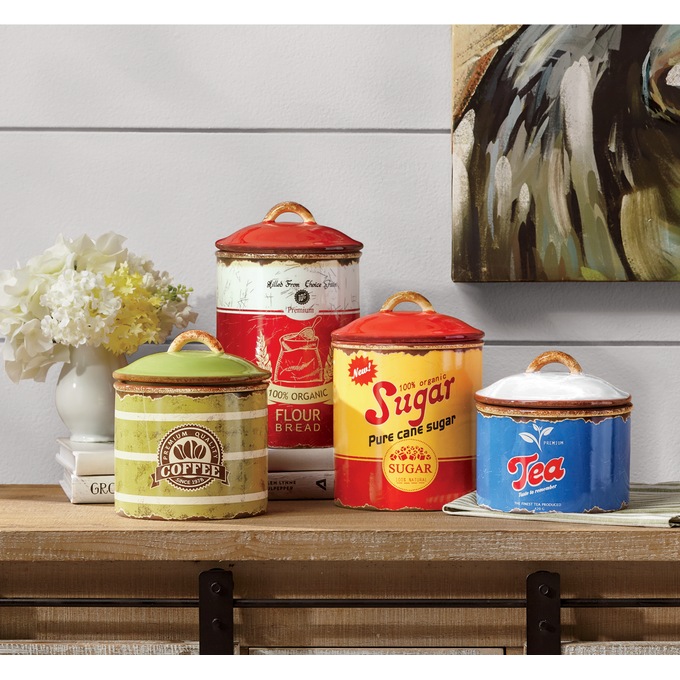 Set Of 4 Retro Canisters Country Door