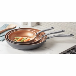 Gotham Steel Pro Set of 3 Nonstick Hard Anodized Fry Pans, , large