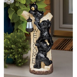 Solar Welcome Bear Statue, , large