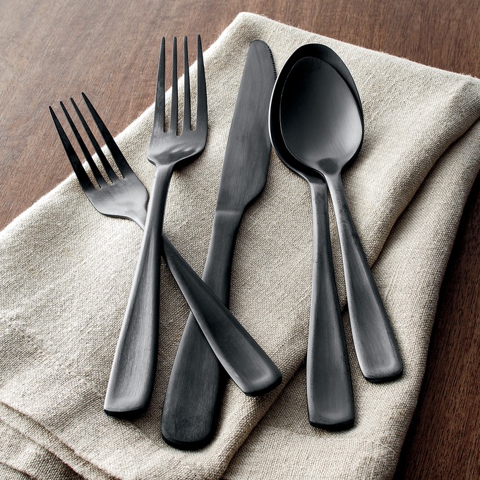 20-Piece Black Matte Flatware Set, , large