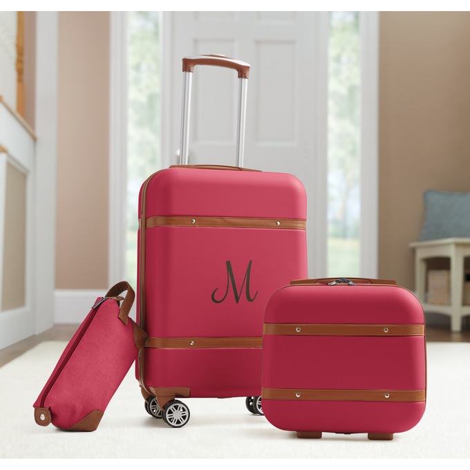 3-Piece Vintage Hardside Luggage Set, , large