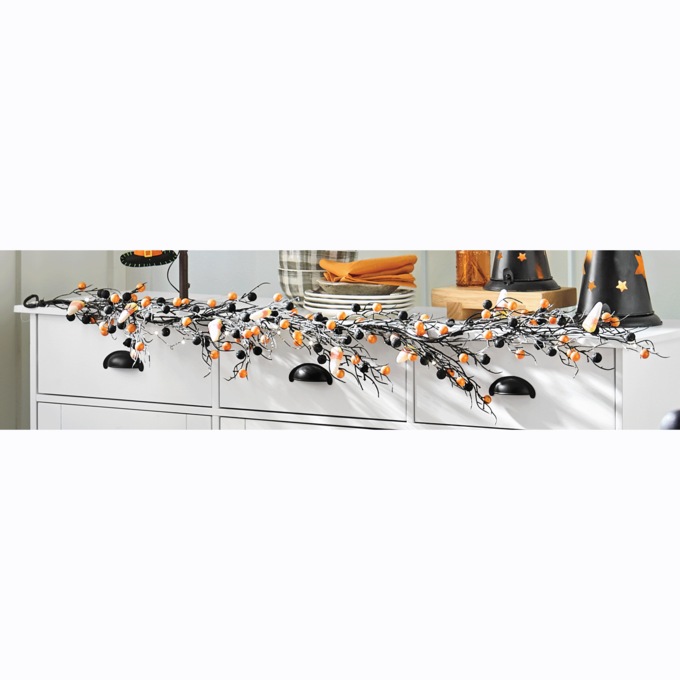 Lit Halloween Candy Corn Garland, , large